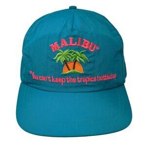 Malibu You Can't Keep The Tropics Bottled Up Snapback Hat Blue OS Adjustable